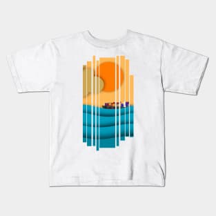 Cargo ship on sea illustration Kids T-Shirt